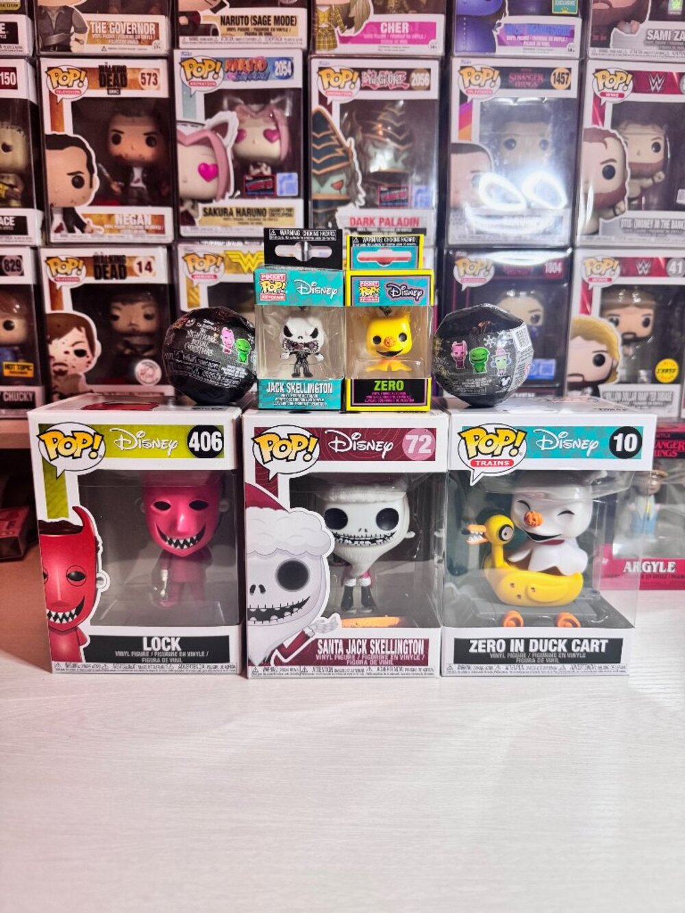 Nightmare Before Christmas Funko Lot - 3 pops, 4 pocket pops